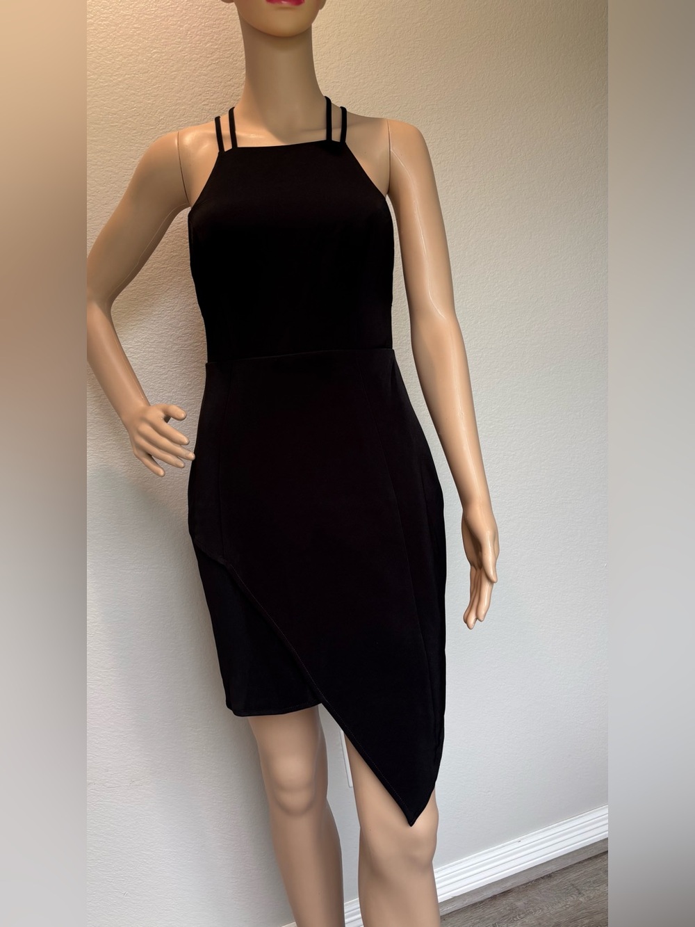 Express Black Asymmetrical Halter Sheath Dress - Picture 2 of 13